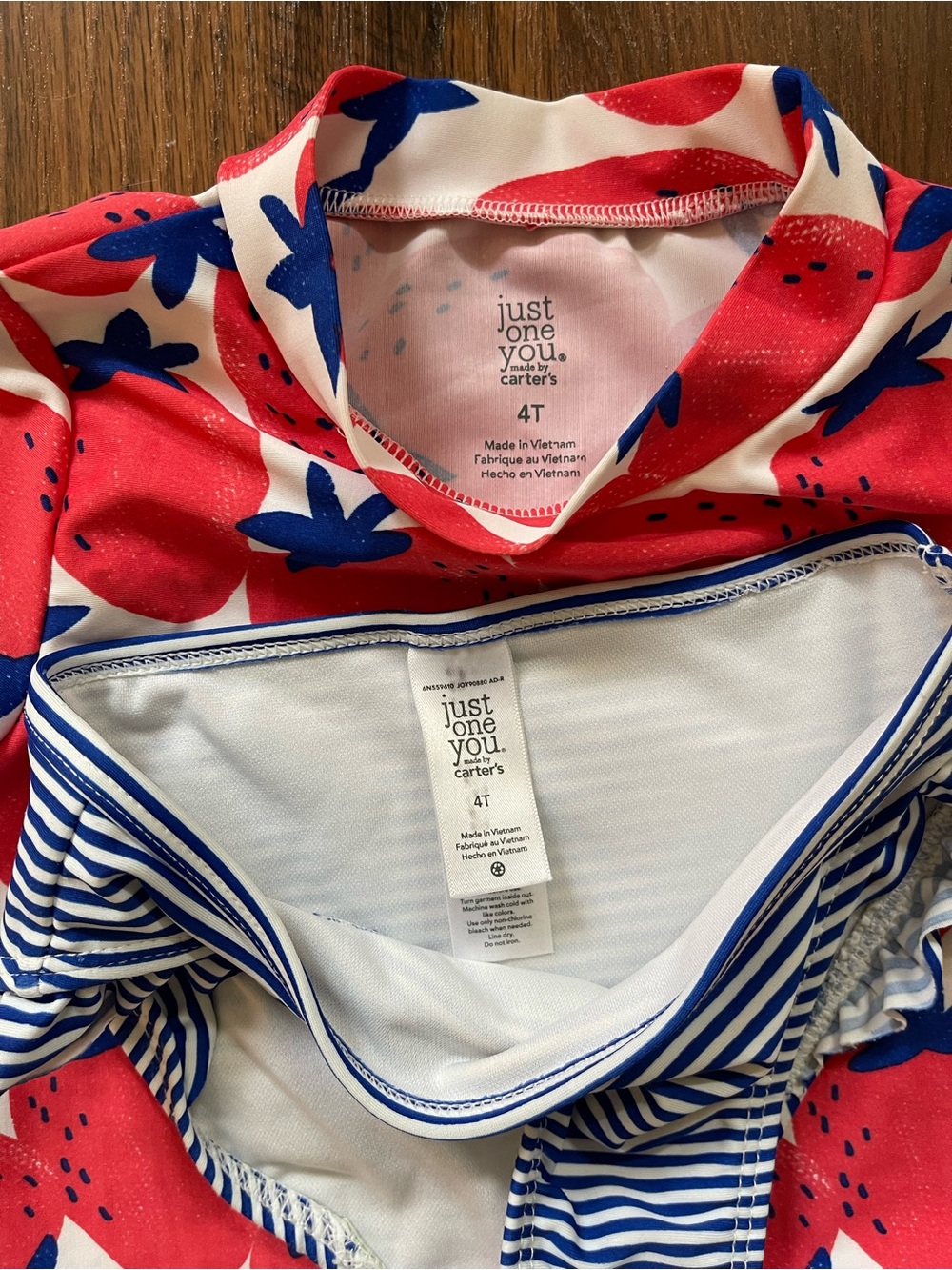 Girls Long Sleeve Rash Guard Swim Set - Floral & Strawberry - Picture 3 of 7